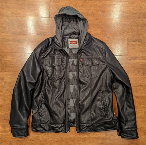 levis leather jacket with hoodie.